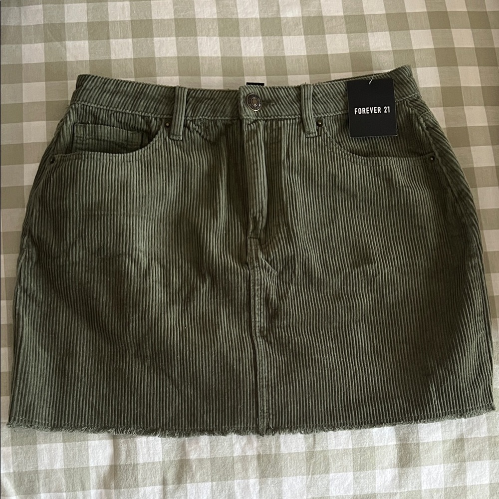 Forever 21 Olive Green Corduroy Mini Skirt